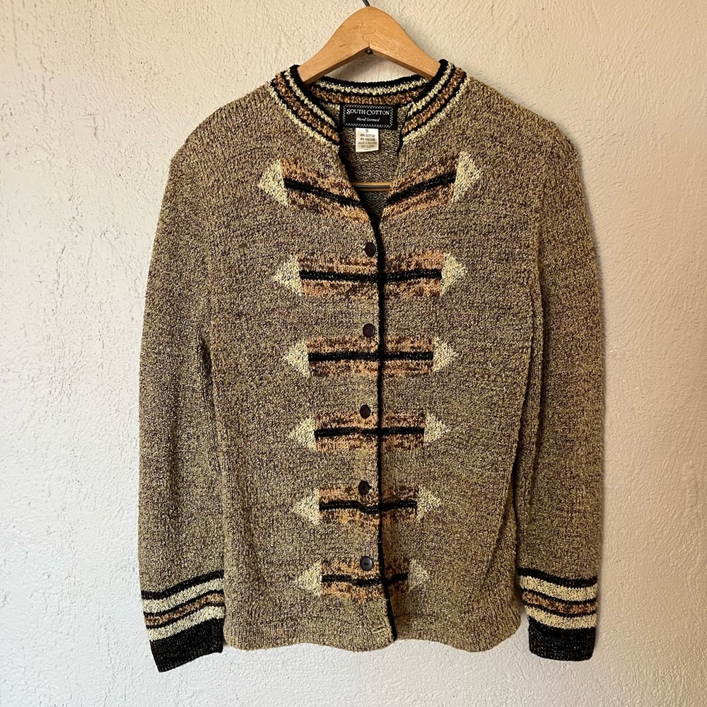 Vintage South Cotton Hand Loomed Cardigan